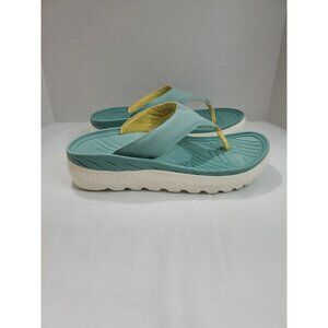 Vionic Teal and Yellow Platform Thong Sandals